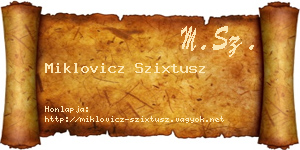 Miklovicz Szixtusz névjegykártya